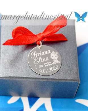 Banut Mot/Botez/Ruperea Turtei / Nume / Text / Fetita cu fundita / Argint 925