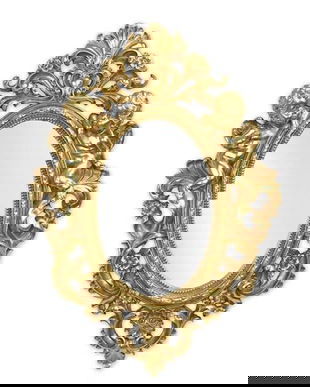 Oglinda  cu o rama aurie cu decoratiuni cu doi ingerasi