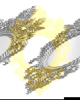 Oglinda  cu o rama aurie cu decoratiuni cu ingerasi