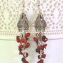 CERCEI LUNGI ~POPPIES~ coral,agate,accesorii argintate