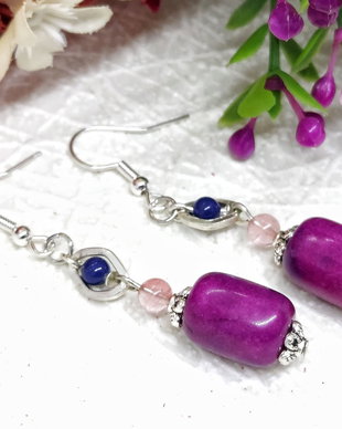 Cercei sugilit cu perle Swarovski si cuart