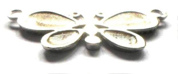 Link metalic fluture alb si negru pe baza argintie
