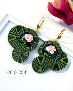 Cercei oliv cu trandafiri,  Cercei soutache
