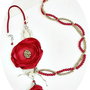 colier floral rosu auriu mat