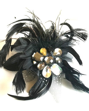 Accesoriu par cu pene negre si strasuri
