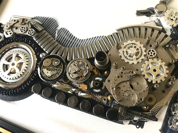 Motocicleta Harley Davidson Cod M 502, Cadouri zile de nastere, Mecanism de ceas vintage, Piese de ceas