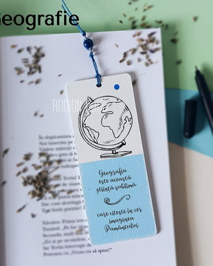 Semn de carte profesor geografie personalizat cu mesaj