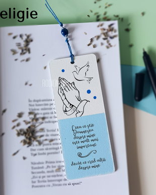 Semn de carte profesor religie personalizat cu mesaj