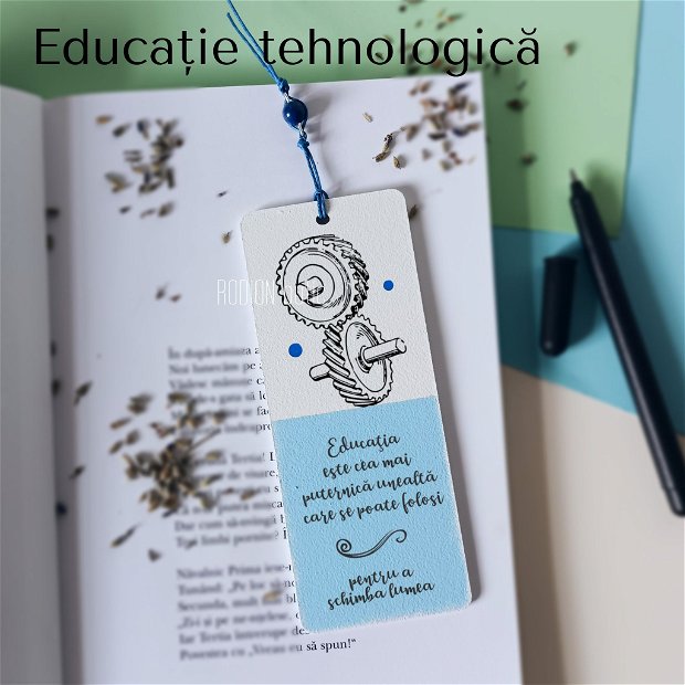 Semn de carte profesor educatie tehnologica personalizat cu mesaj