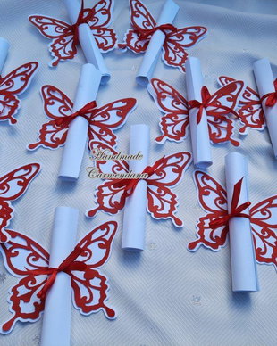 Invitatie papirus cu  fluture