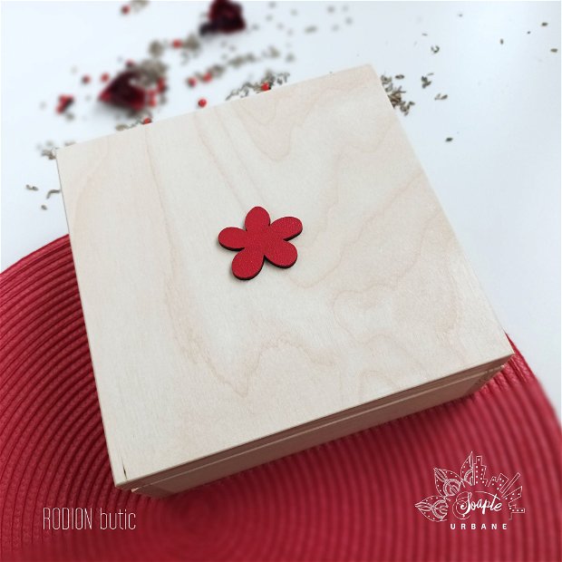 Aranjament licheni stabilizati si flori in cutie manual personalizata manual