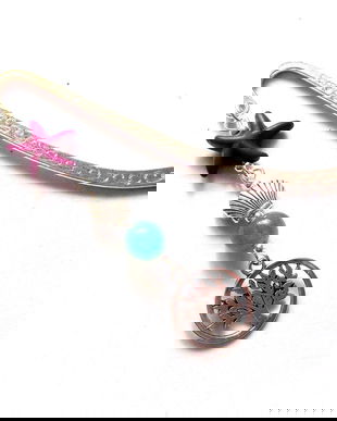 semn de carte howlite mov si jad verde 40581