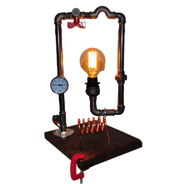 lampa suport lemn steampunkdesigncj, lampa steampunk, corp de iluminat