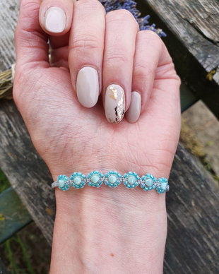 Bratara daisy snur impletit, Bratara foarte subtire macrame