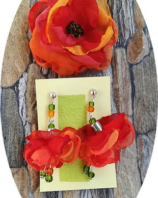set floral portocaliu - corai