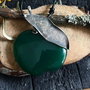 Pandant supradimensionat, din argint 925 si agata verde, mar