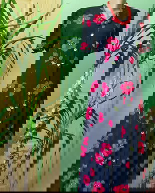 Richie cu imprimeu floral rosu