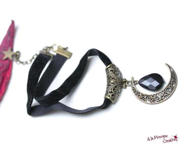 Choker cu onix si catifea neagra