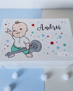 Cufar amintiri pictat manual personalizat cutie dar botez