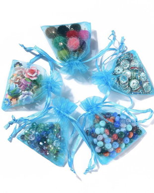 Saculet organza albastru 9x7