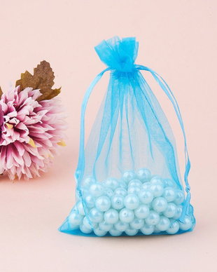 Saculeti organza albastru 15x10