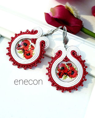 Cercei rosii cu maci, Cercei soutache