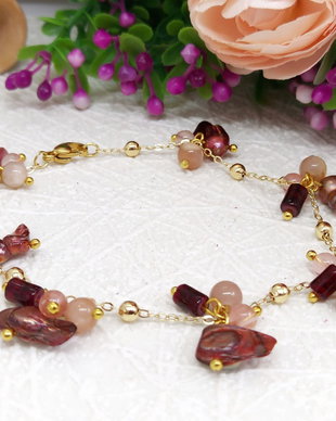 Bratara charm -perle de cultura ,piatra lunii si cuart