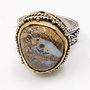 Inel din argint 925 si opal boulder, placat selectiv cu aur