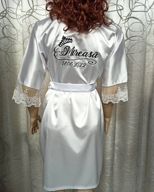 SET Halat Mireasă din satin lycrat+papuci