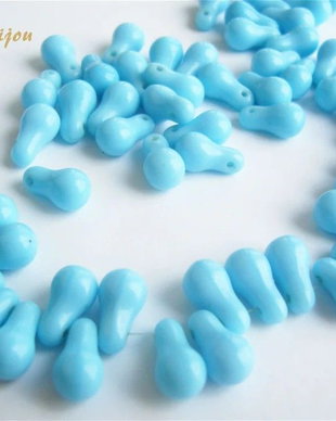 Margele bleu din sticla Cehia in forma de para aprox 10.5x4-6 mm