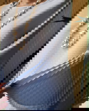 Bluza maneci evantai, plisate, bleu deschis