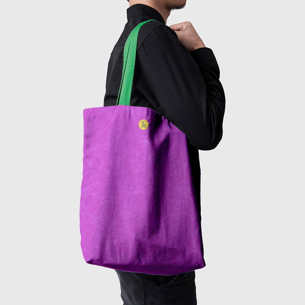 Geanta Handmade Fata-Verso Tote Basic, Personaj cu Pisica in Brate Abstract, Multicolor, 43x37 cm