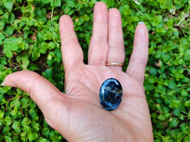 Inel Pietersit si Argint 925 - IN1057 - Inel albastru reglabil, inel pietre semipretioase, cadou iubita, cadou prietena, cadou sotie, cristale vindecatoare, cristaloterapie, cristale de colectie