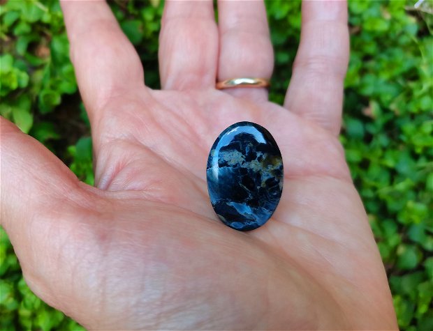 Inel Pietersit si Argint 925 - IN1057 - Inel albastru reglabil, inel pietre semipretioase, cadou iubita, cadou prietena, cadou sotie, cristale vindecatoare, cristaloterapie, cristale de colectie