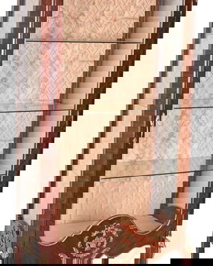 Vitrina baroc din lemn masiv furniruit cu decoratiuni din alama