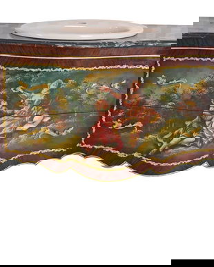 Lavoar din lemn masiv pictat cu blat din marmura