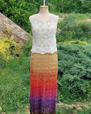 Fusta croșetata manual multicolor