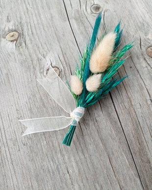 Cocarde nuntă-flori naturale uscate, Turquoise Bej