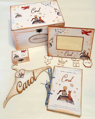 Cufar din lemn pesronalizat, tema Micul Print, 30*20*18 cm sau 40*30*20 cm