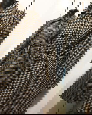 PALTON STOFA LANA ALB NEGRU