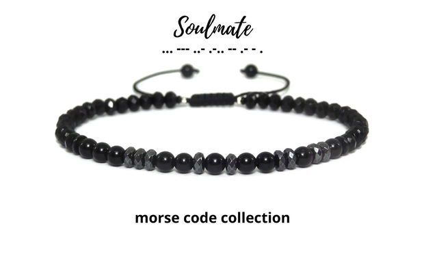 Solve commitment sleep Soulmate - Bratara barbati/unisex - cod morse - onix & hematit / Bratari personalizate | Breslo Solve commitment sleep Soulmate - Bratara barbati/unisex - cod morse - onix & hematit / Bratari personalizate | Breslo