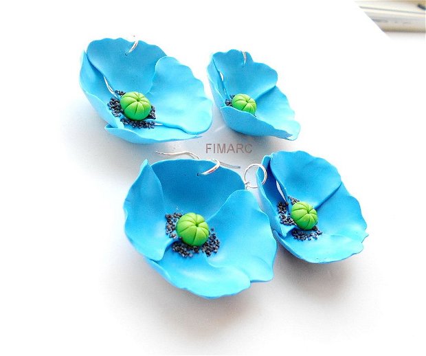 Blue Poppy - cercei atarnatori