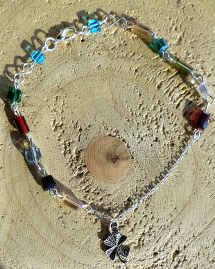 Bratara pentru glezna/bratara din lantisor,cristale tip swarovski si charm din aliaj tibetan tibetan