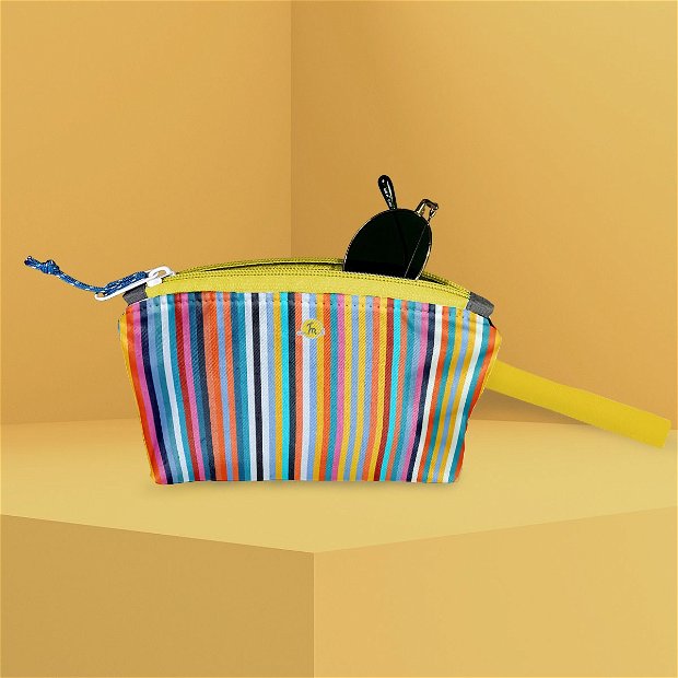 Husa Protectie Ochelari Handmade tip Etui cu Laveta inclusa, Abstract Dungi Easy Stripes, Multicolor, 18x12 cm