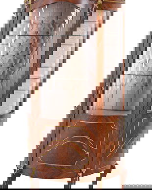 Vitrina Rococo din lemn masiv furniruit cu decoratiuni din alama