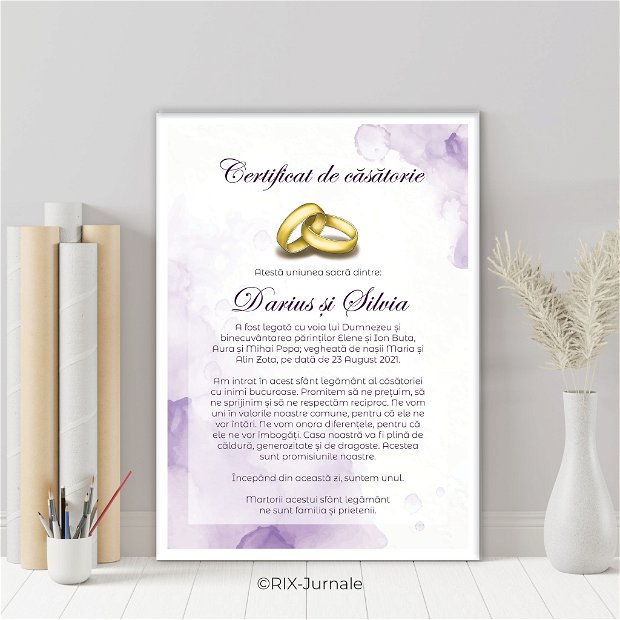 Certificat de căsătorie violet