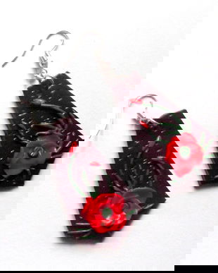 cercei fimo cu maci 40711