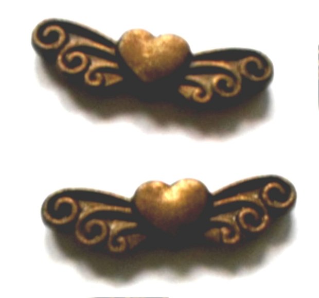 Link metalic inima cu aripi bronz