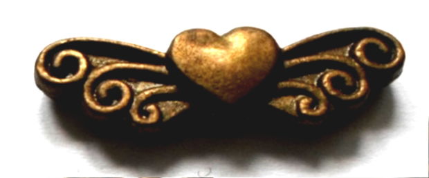 Link metalic inima cu aripi bronz