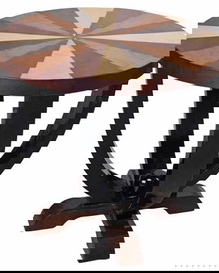 Masuta Art Deco din lemn masiv furniruit cu model